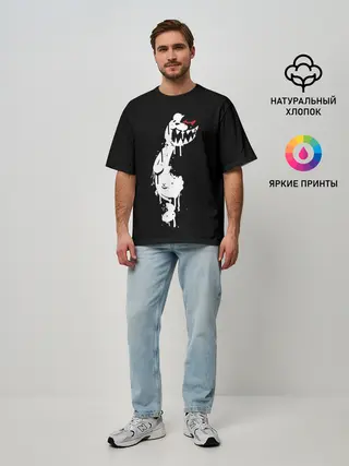 Мужская футболка оверсайз / MONOKUMA в темноте