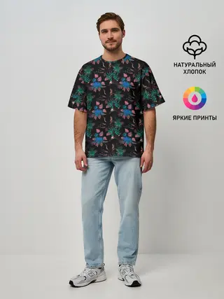 Мужская футболка оверсайз / Ночные птицы