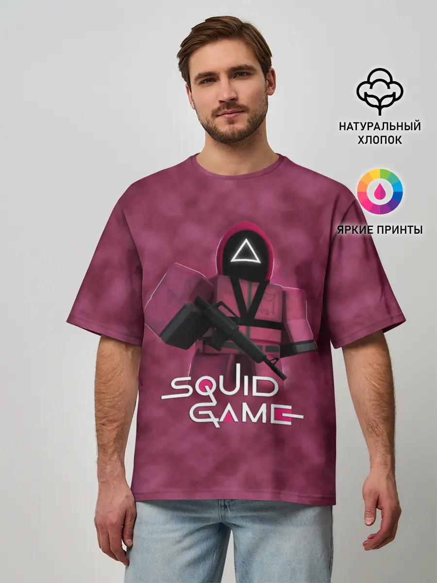 Мужская футболка оверсайз / ИГРА В КАЛЬМАРА РОБЛОКС | SQUID GAME