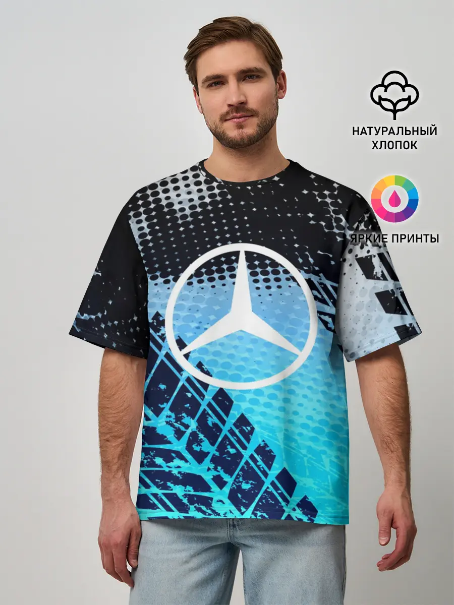 Мужская футболка оверсайз / Mercedes sport auto motors