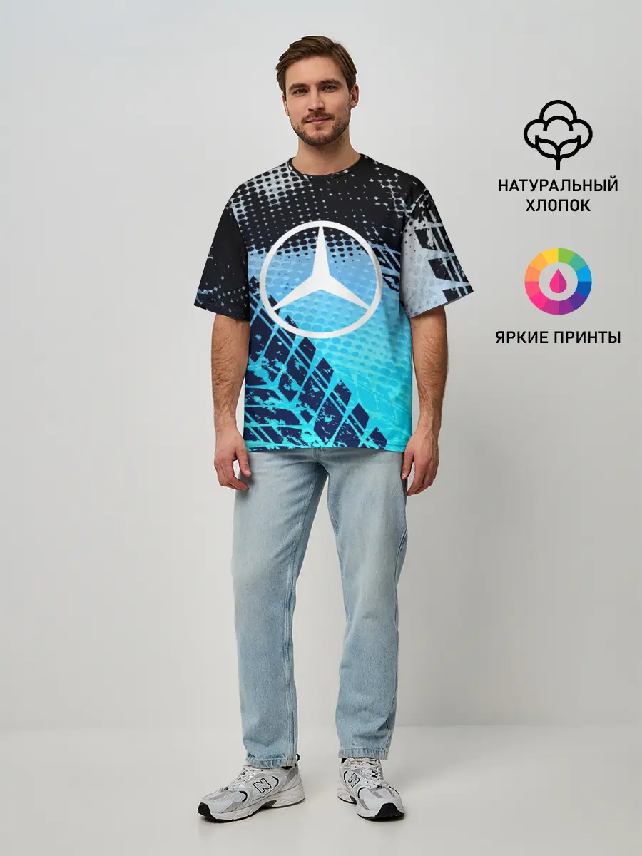 Мужская футболка оверсайз / Mercedes sport auto motors