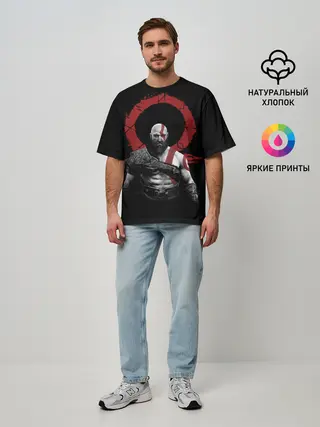 Мужская футболка оверсайз / God of War 4