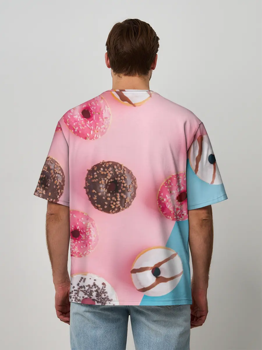 Мужская футболка оверсайз / пончики