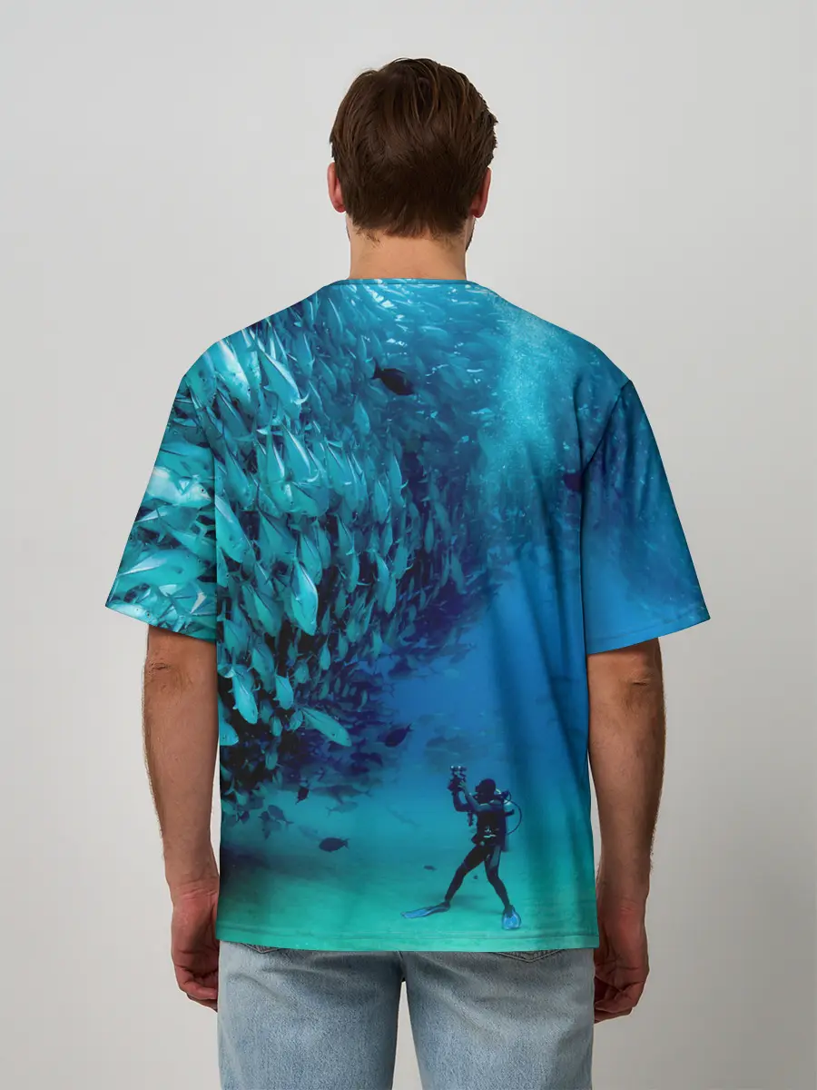 Мужская футболка оверсайз / Фото дайвинг