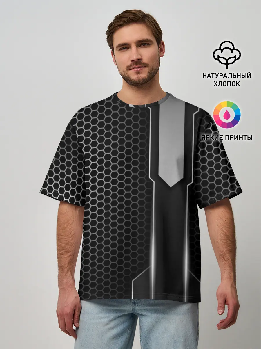 Мужская футболка оверсайз / Кибернетическая броня