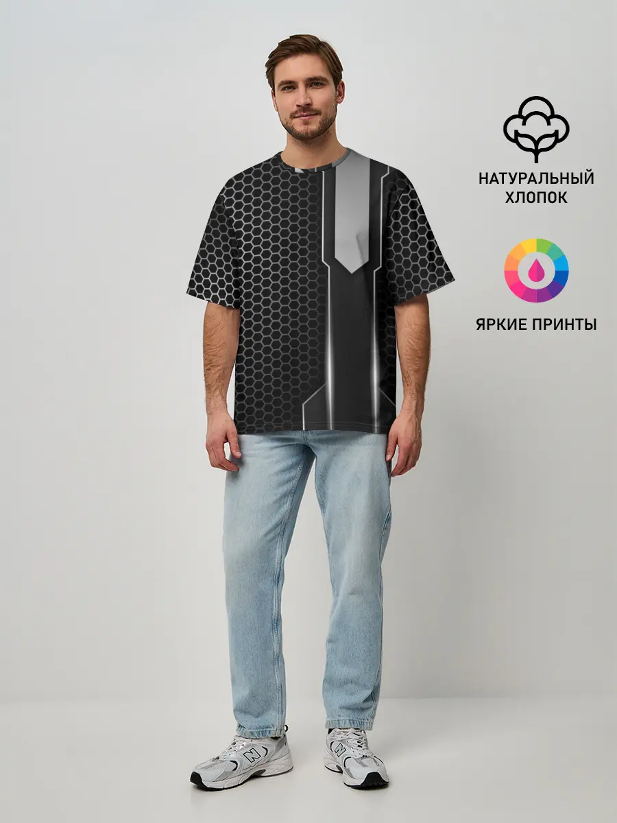 Мужская футболка оверсайз / Кибернетическая броня