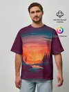 Мужская футболка оверсайз / Minimal forest sunset