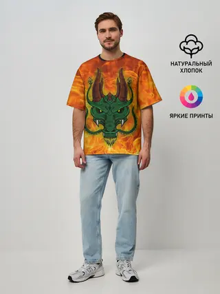 Мужская футболка оверсайз / Японский дракон | Japanese Dragon