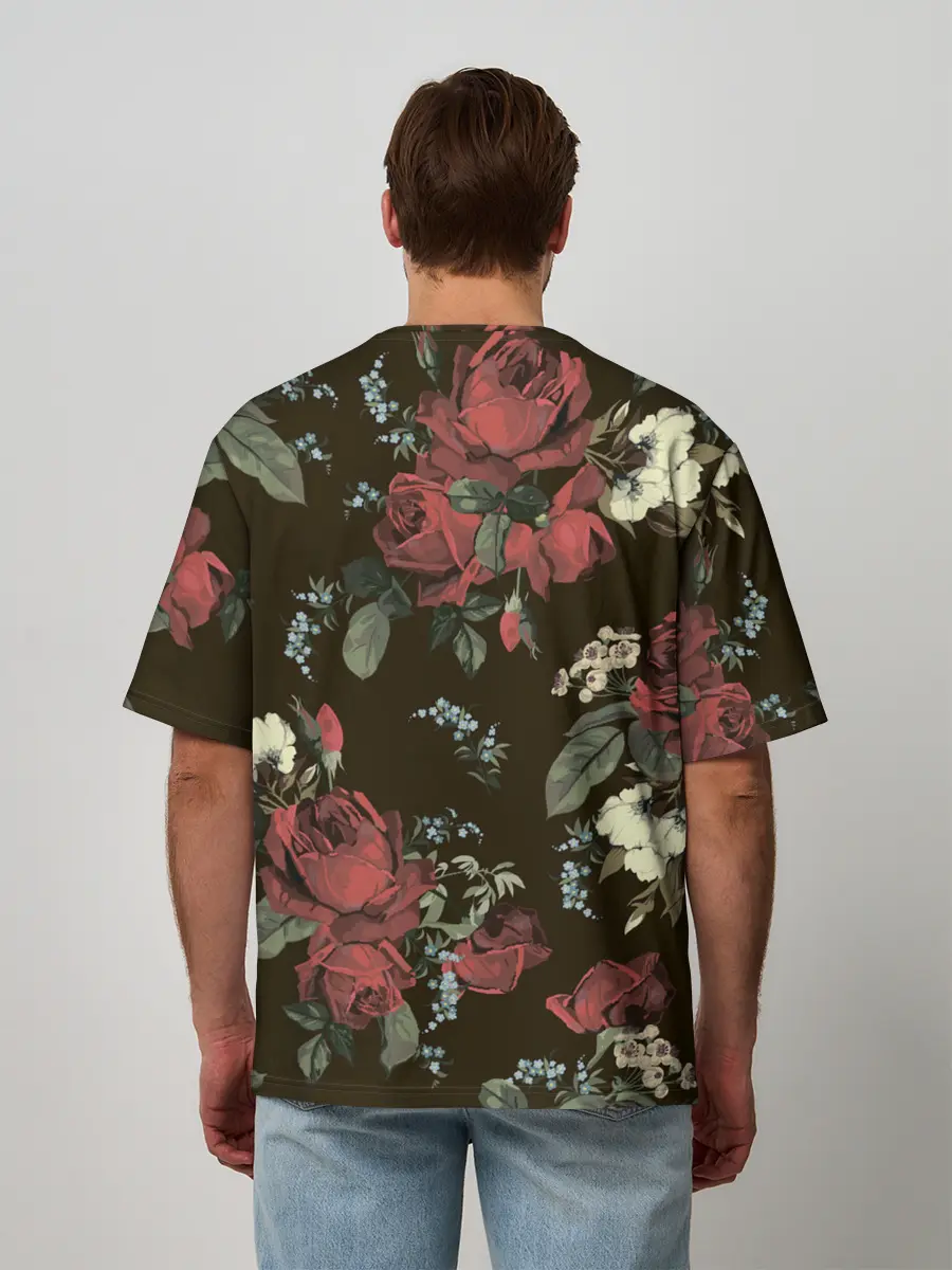Мужская футболка оверсайз / Букет роз