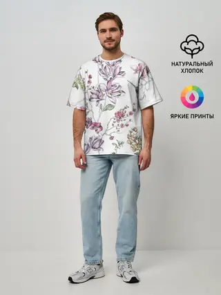 Мужская футболка оверсайз / Колибри