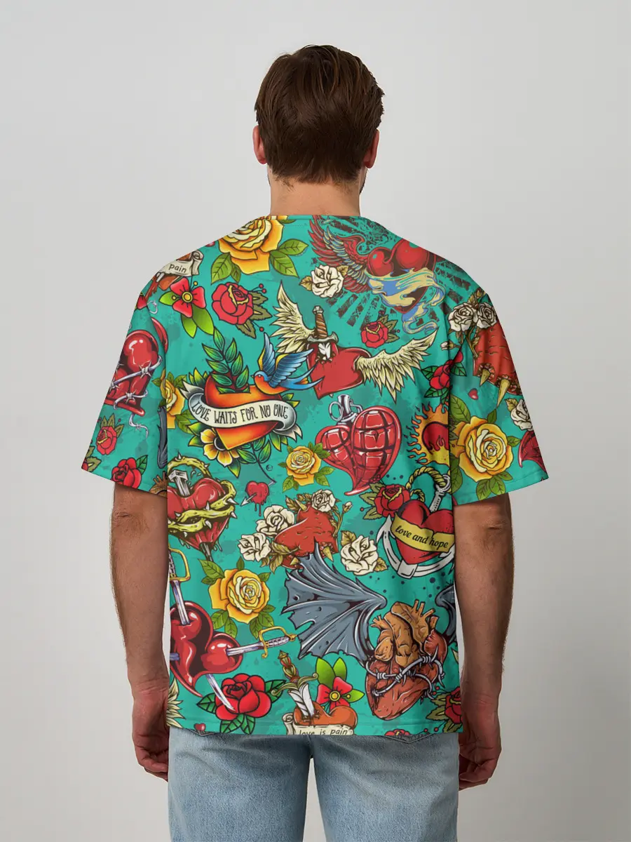 Мужская футболка оверсайз / Дела сердечные tattoo