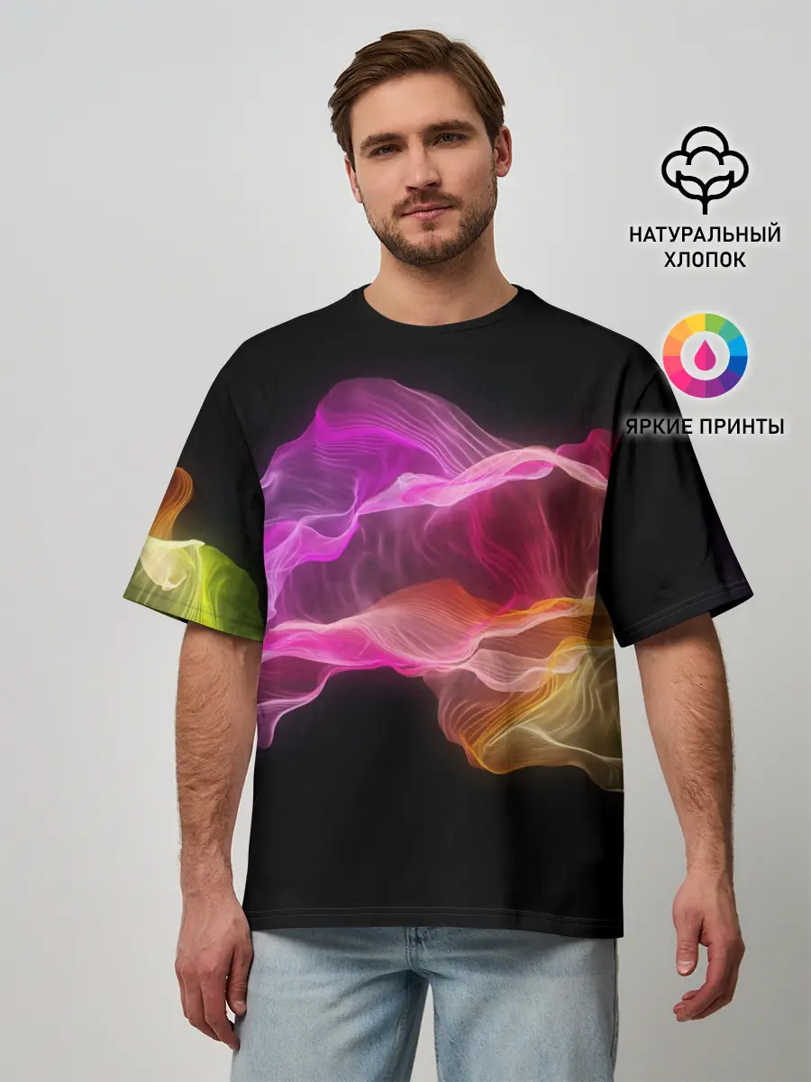 Мужская футболка оверсайз / Волны