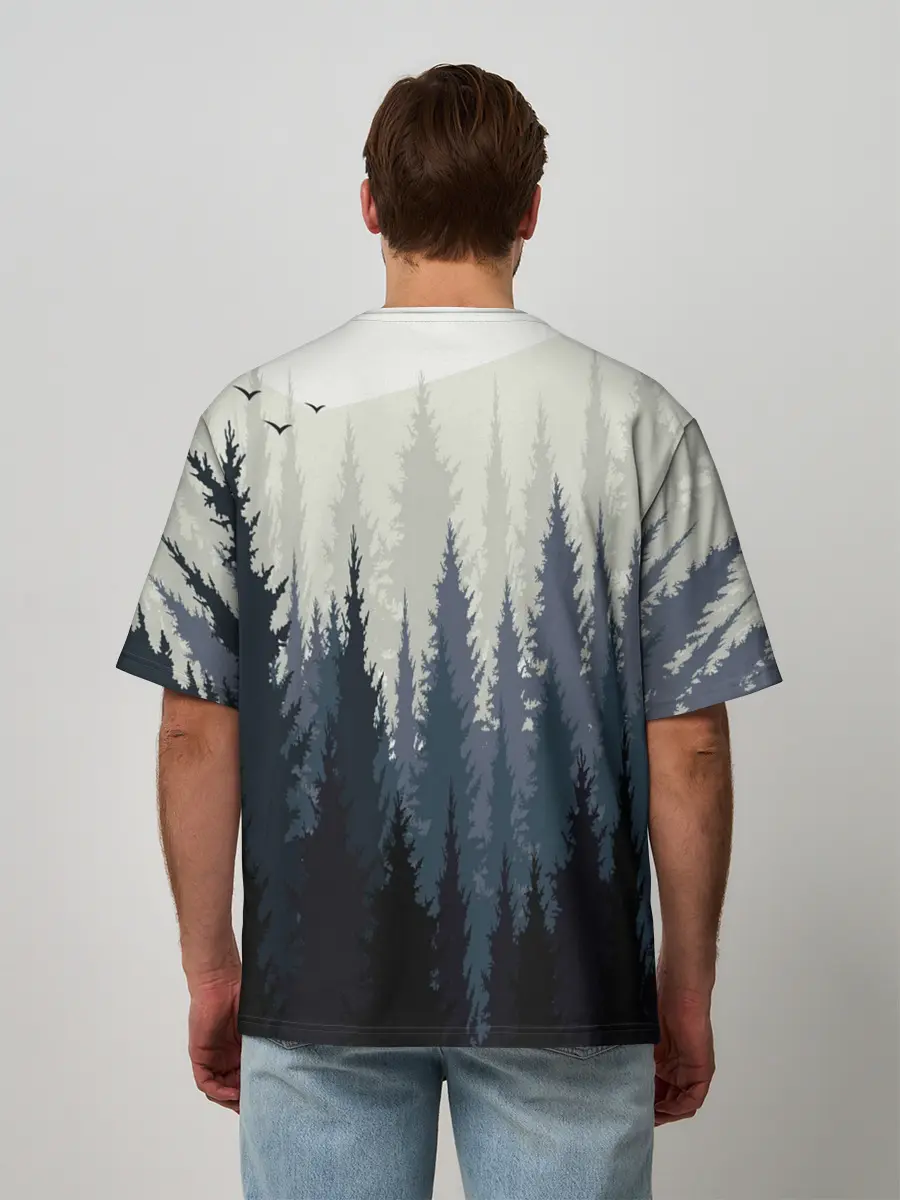 Мужская футболка оверсайз / Лес