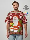 Мужская футболка оверсайз / Санта с защитным экраном