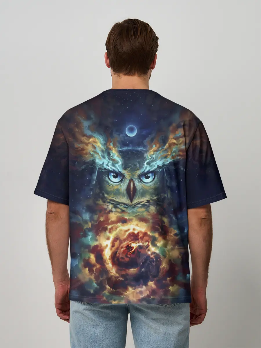 Мужская футболка оверсайз / Сова Космос