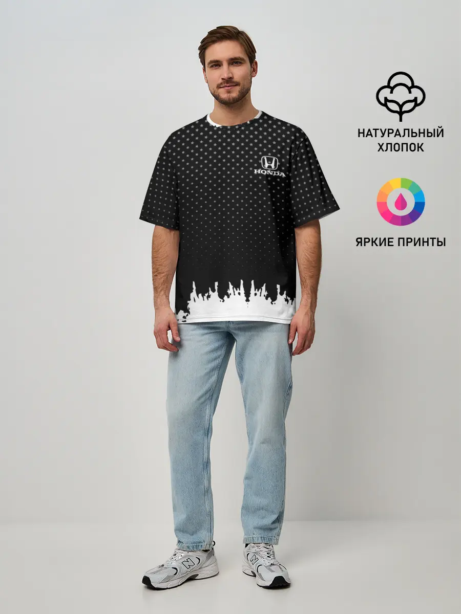 Мужская футболка оверсайз / Honda abstract black 2018
