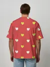 Мужская футболка оверсайз / Сердечки на красном паттерн