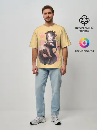 Мужская футболка оверсайз / Neko Kaguya