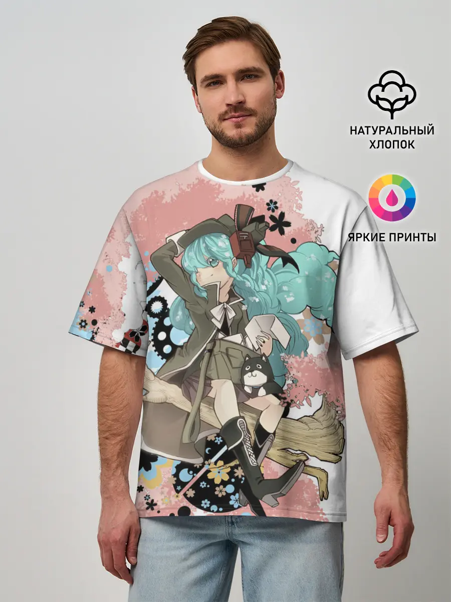 Мужская футболка оверсайз / Мику Хацунэ