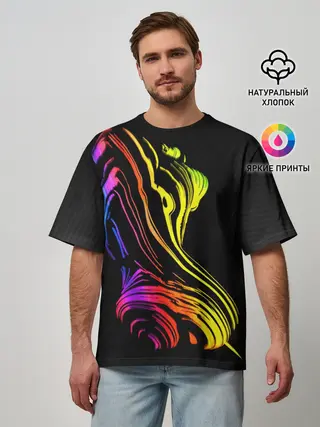 Мужская футболка оверсайз / Девушка и волны 2