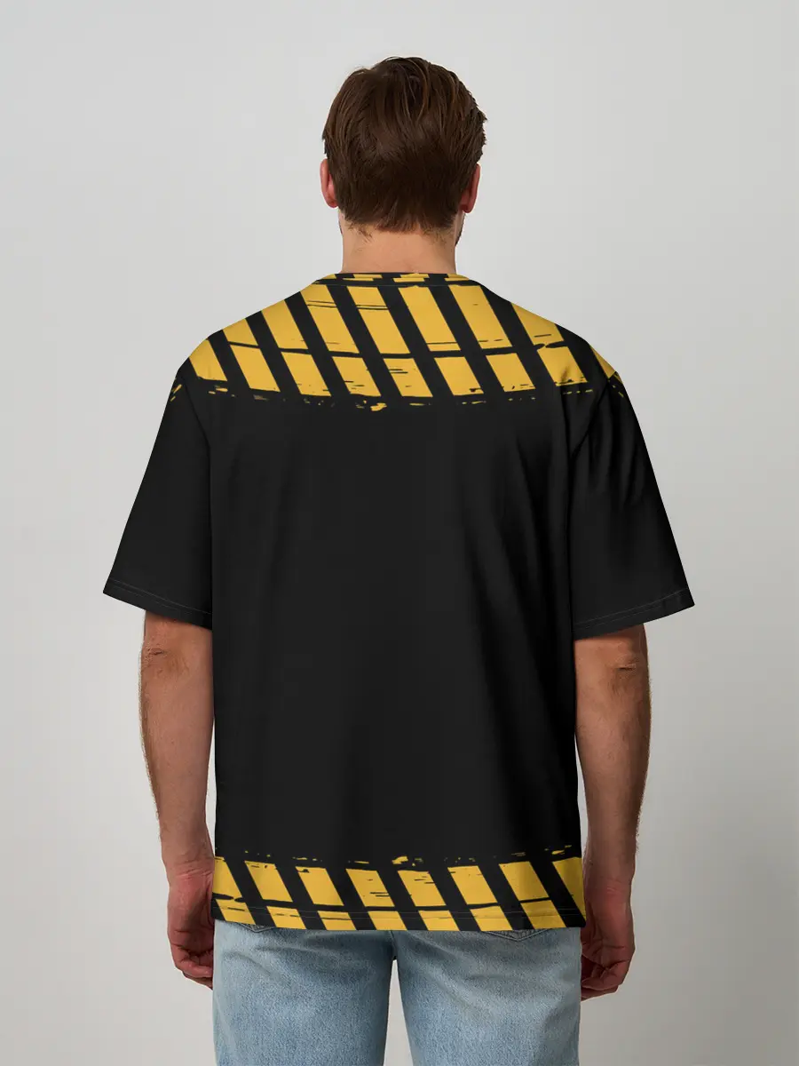 Мужская футболка оверсайз / Аста желтые полосы опасность