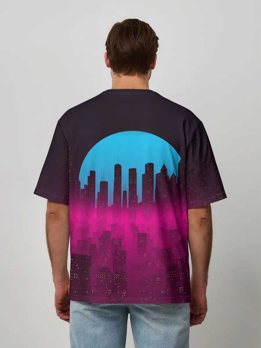 Мужская футболка оверсайз / НЕОНОВЫЙ ГОРОД