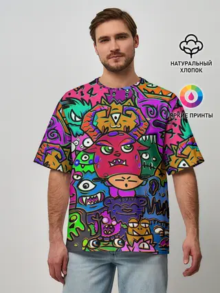 Мужская футболка оверсайз / Happy