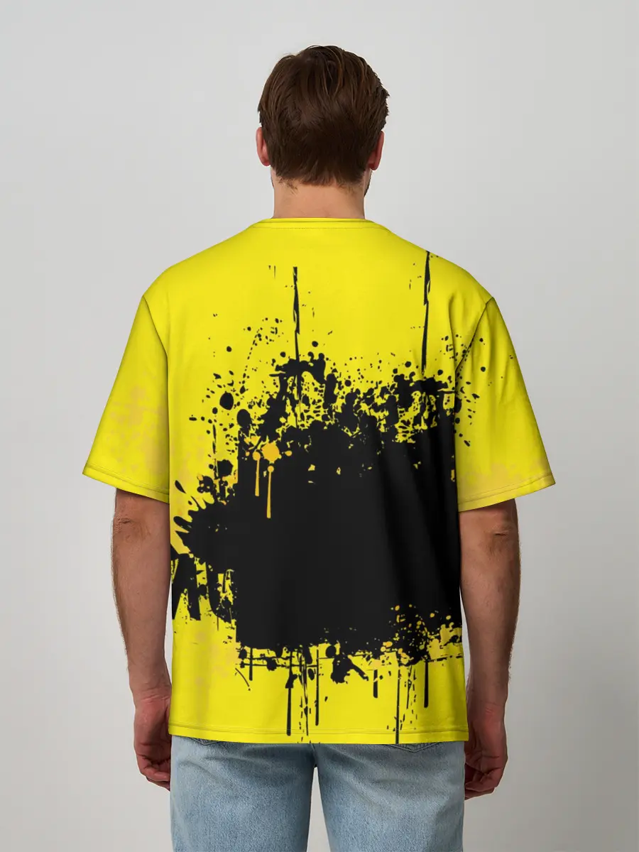 Мужская футболка оверсайз / веселое яйцо на черном фоне