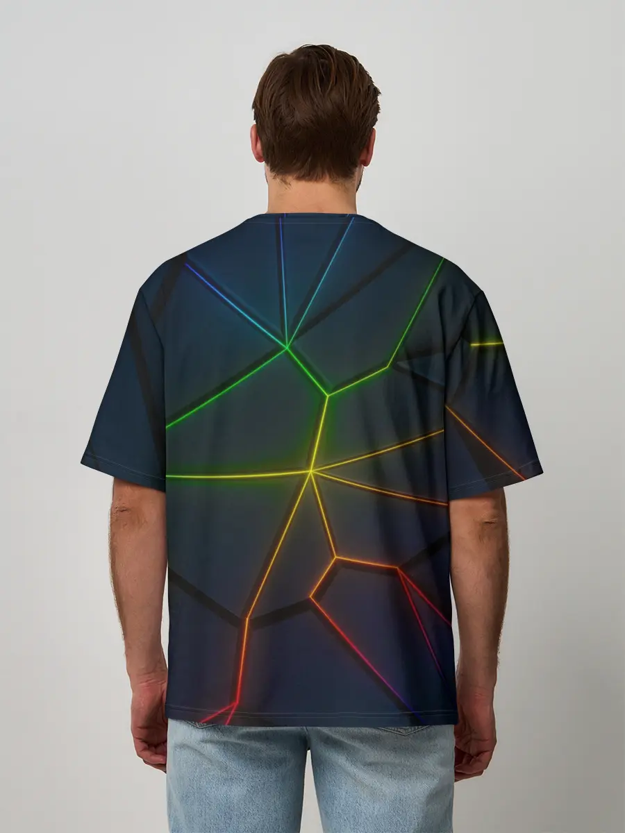 Мужская футболка оверсайз / НЕОНОВЫЕ ПЛИТЫ | 3D ПЛИТЫ