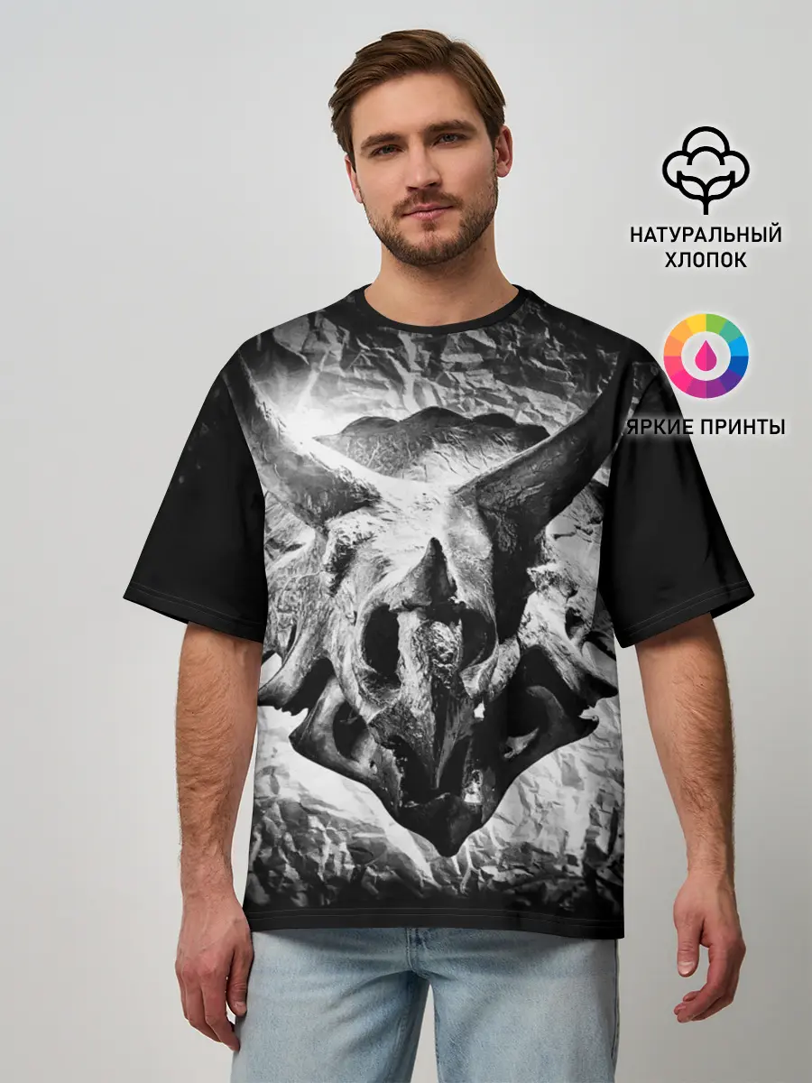 Мужская футболка оверсайз / Трицератопс | Динозавр