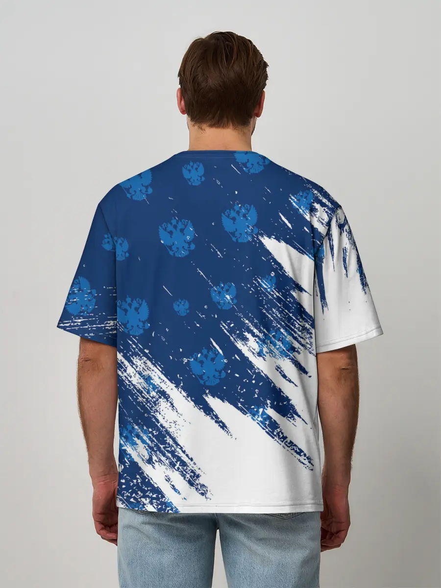 Мужская футболка оверсайз / RUSSIA / РОССИЯ