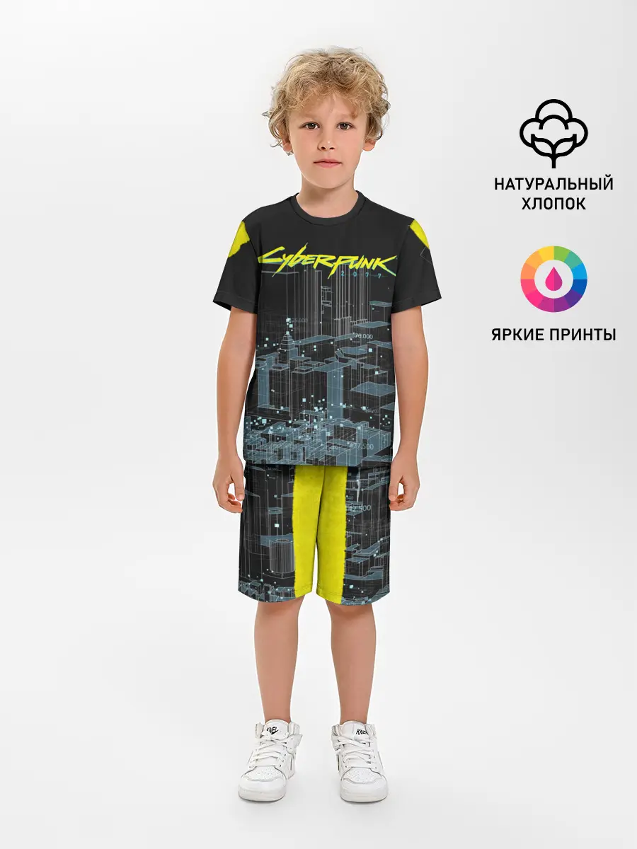 Детская пижама с шортами / Город CYBERPUNK 2077