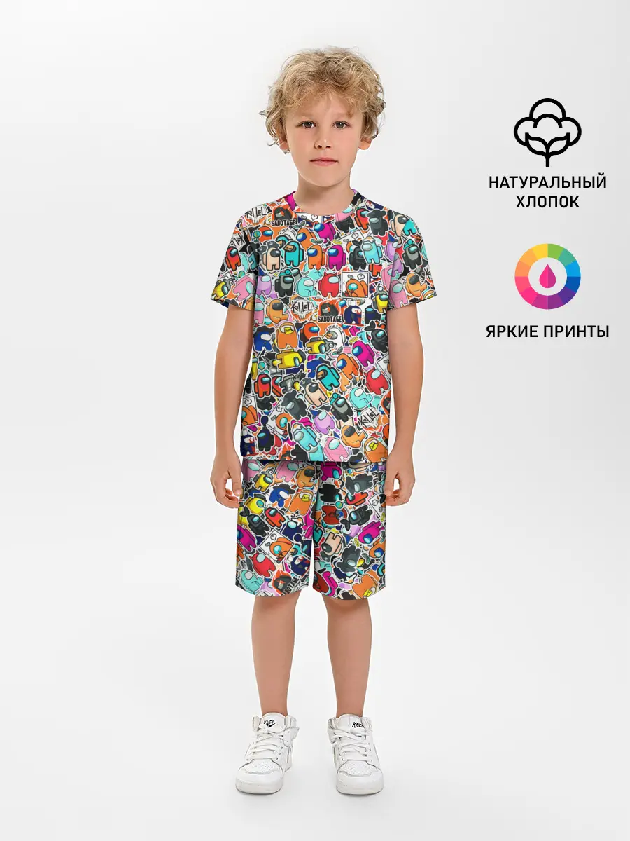 Детская пижама с шортами / Among Us sticker bombing
