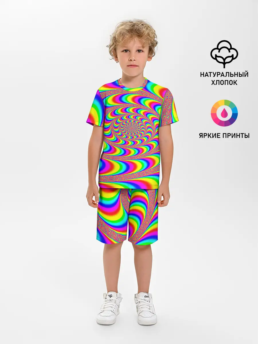 Детская пижама с шортами / Оптическая текстура