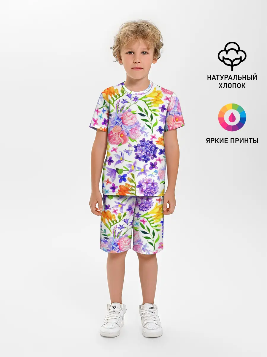 Детская пижама с шортами / Весенняя пора | Акварель