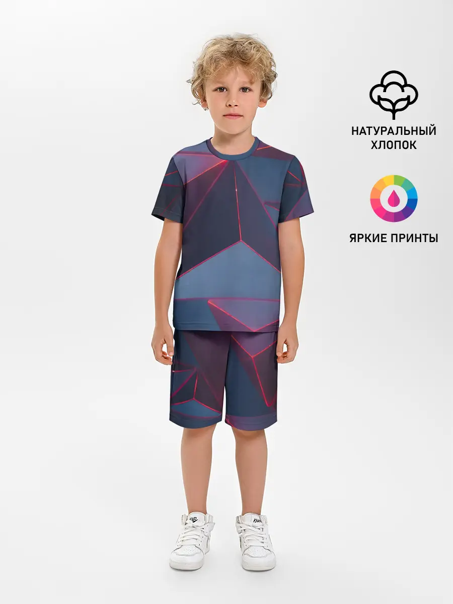 Детская пижама с шортами / Неоновый треугольник.