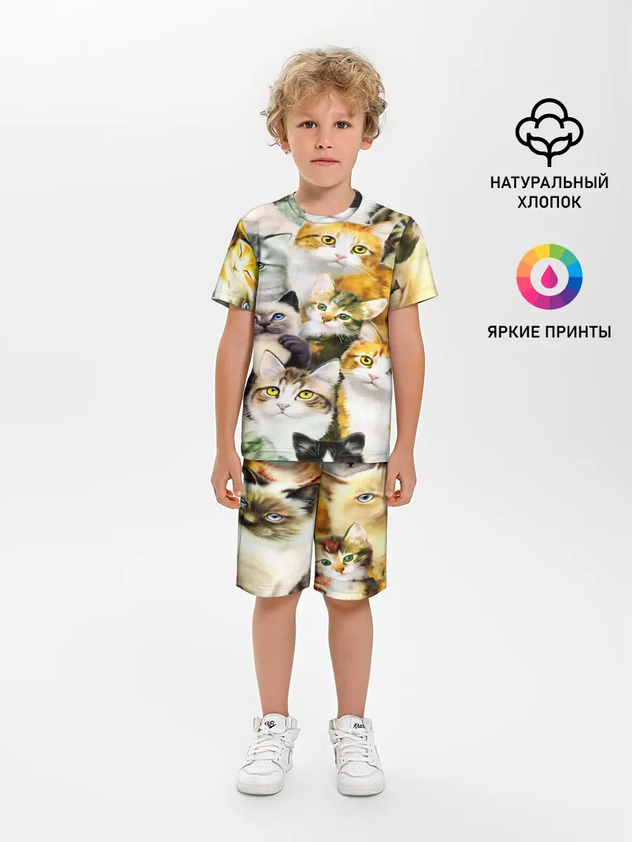 Детская пижама с шортами / КОТЫ