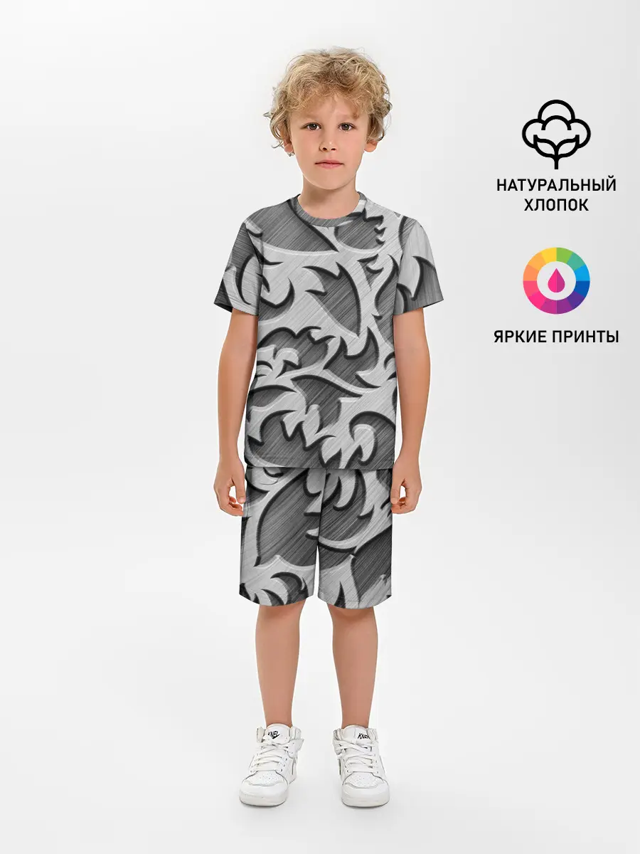 Детская пижама с шортами / Монохромный узор