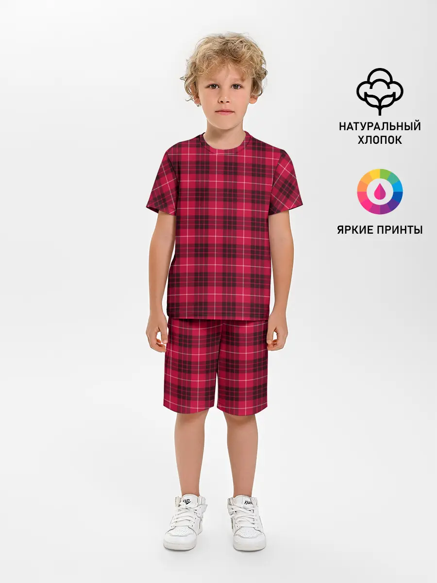 Детская пижама с шортами / Клетка