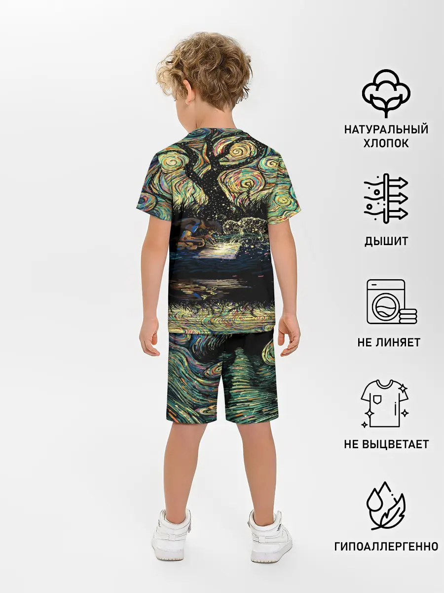 Детская пижама с шортами / НОЧЬ В ЛЕСУ