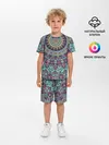 Детская пижама с шортами / Сиренево-голубой калейдоскоп .