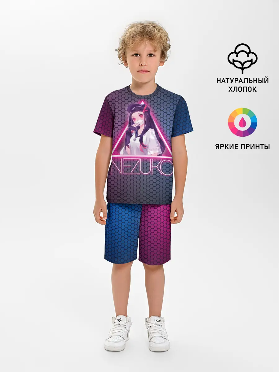 Детская пижама с шортами / Незуко Камадо в треугольнике