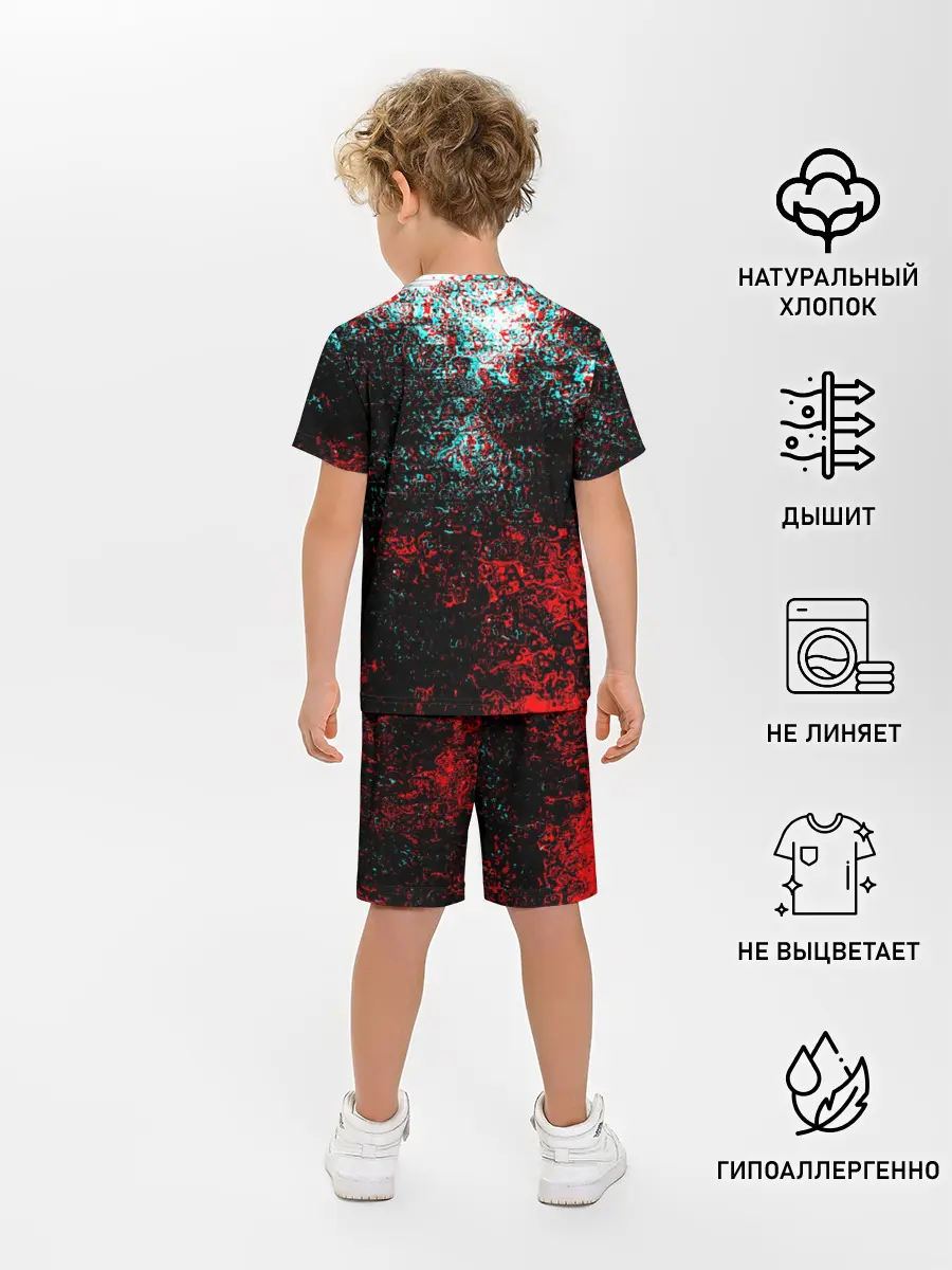 Детская пижама с шортами / БРЫЗГИ КРАСОК GLITCH