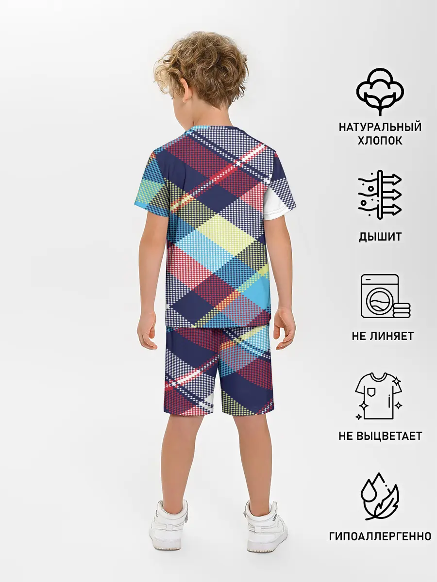 Детская пижама с шортами / Клетка / Текстура в клетку #2