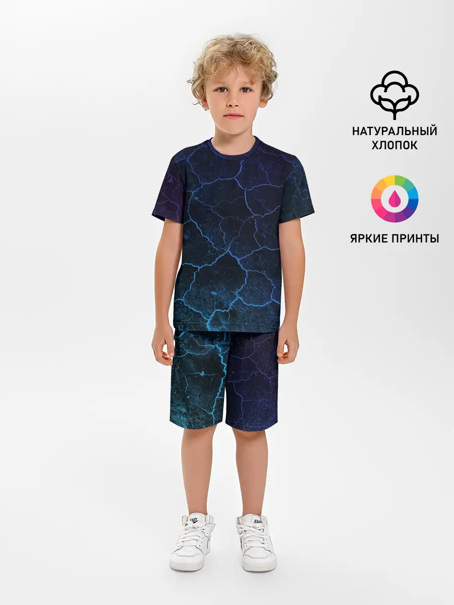 Детская пижама с шортами / НЕОНОВЫЕ ТРЕЩИНЫ | NEON CRACKS