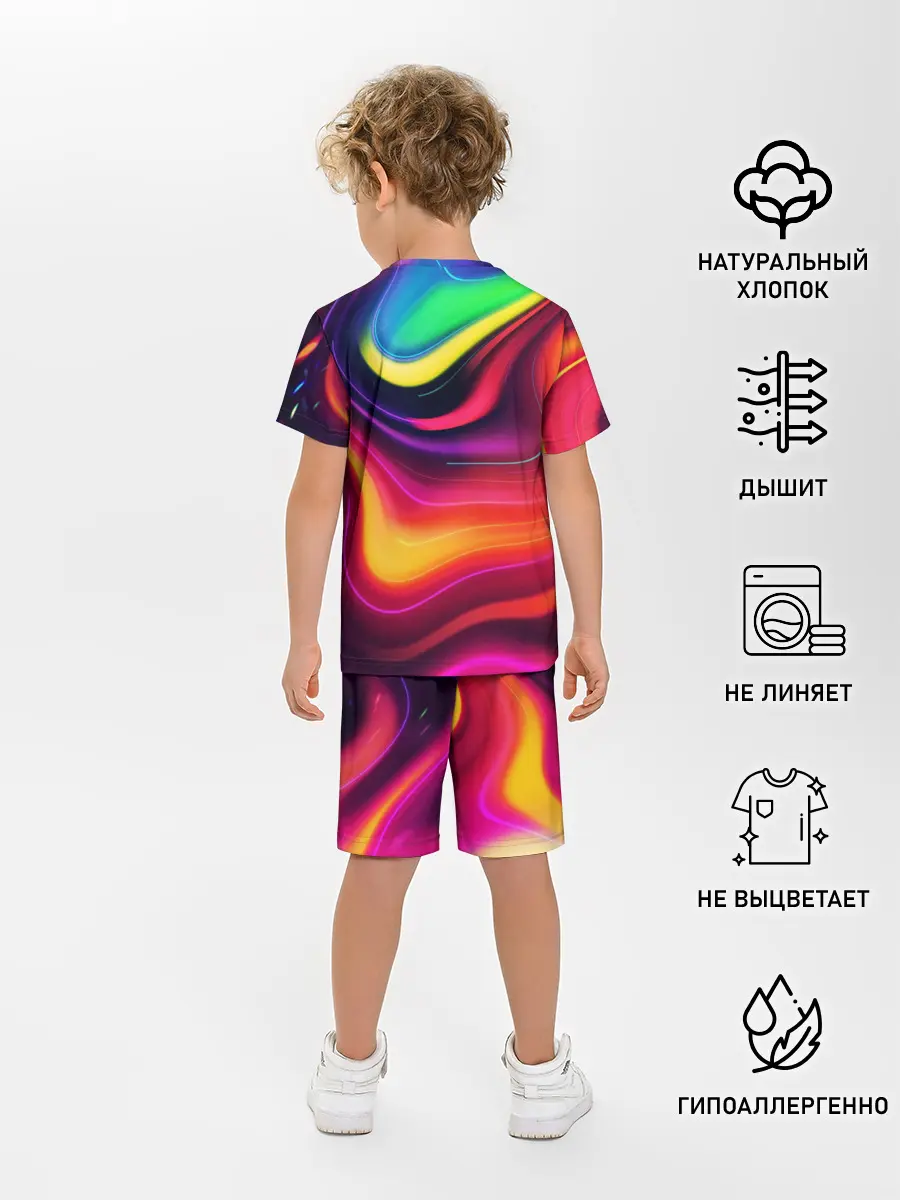 Детская пижама с шортами / Неоновые пятна