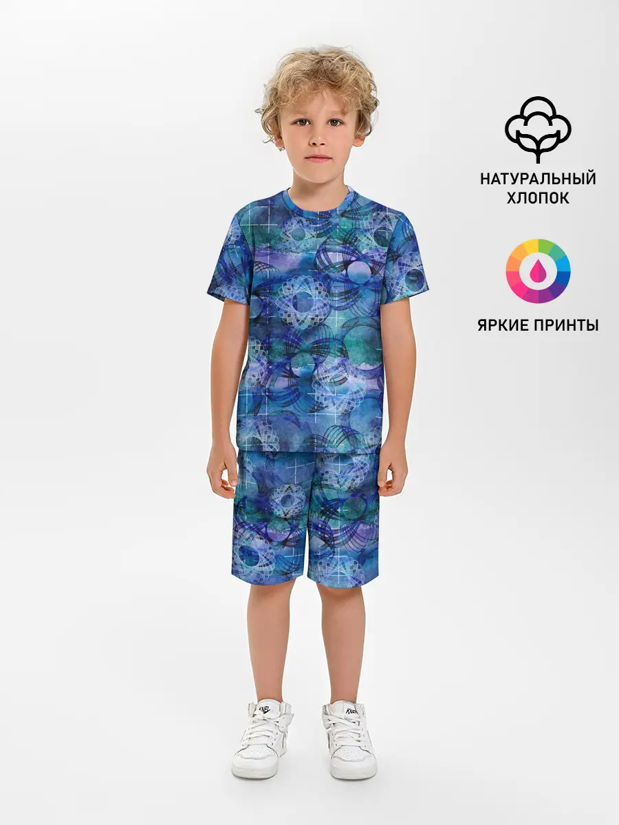 Детская пижама с шортами / Абстракция - акварельный узор