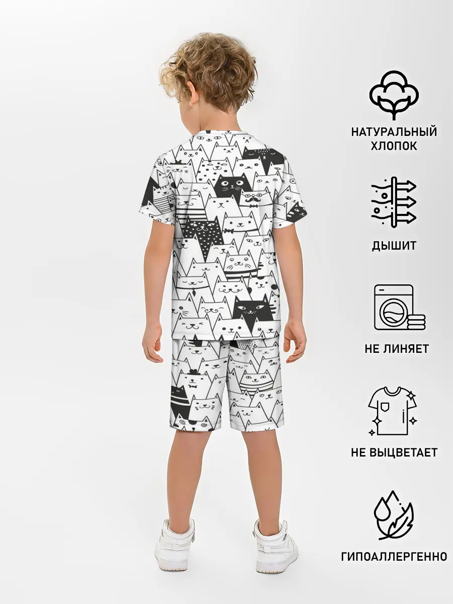 Детская пижама с шортами / КОТЫ WHITE