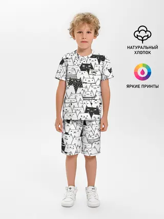 Детская пижама с шортами / КОТЫ WHITE