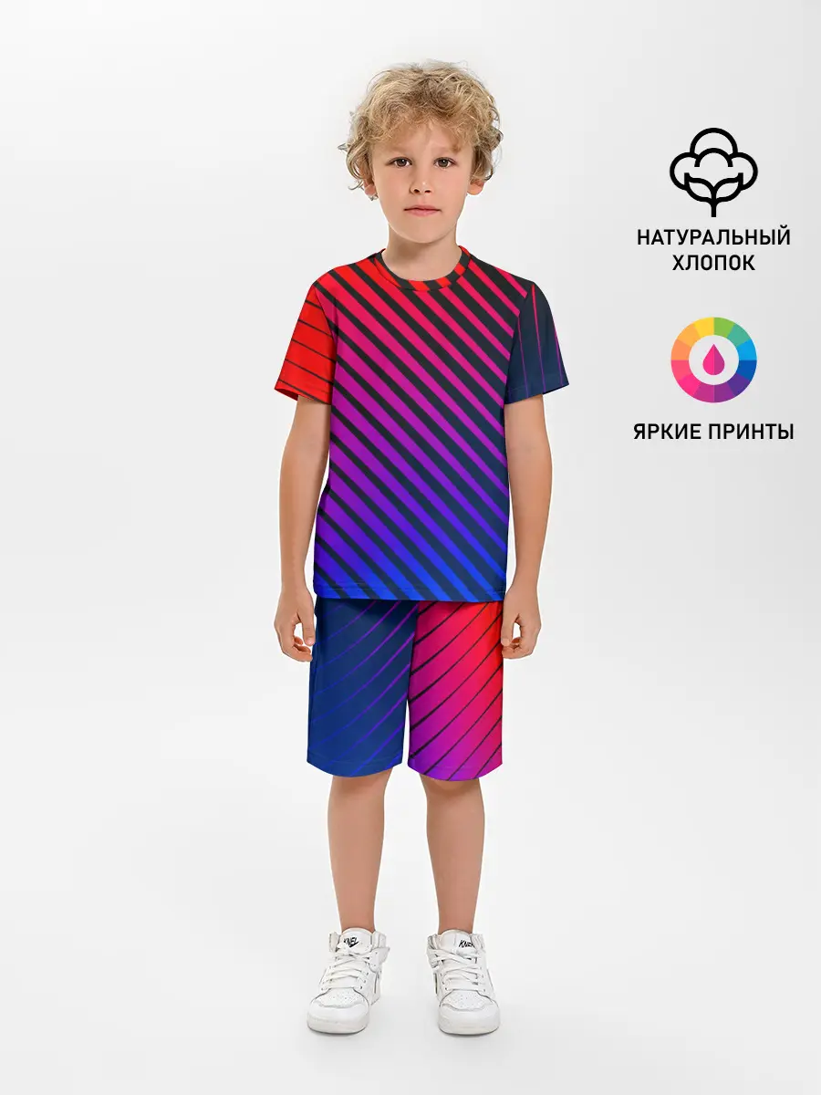 Детская пижама с шортами / Градиентные линии